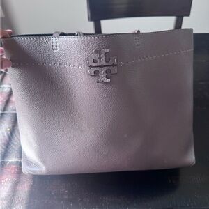 Tory Burch Gray Structured Tote Bag